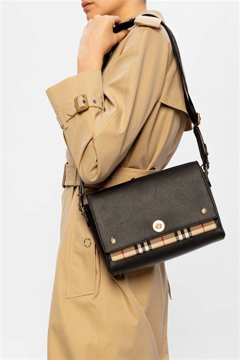 burberry leather and vintage check note crossbody bag|burberry note leather check bag.